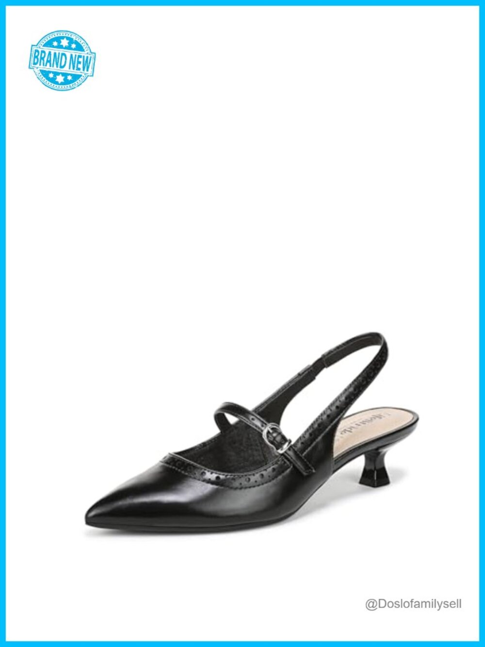 Kitten Heel Mary Jane Slingback Pump with Pointed Toe